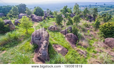 Aerial Photography Natural Stone Sculpture At Mo Hin Khao