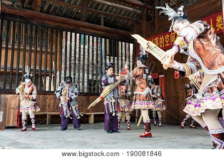 Musicians In Dong Culture Show In Chengyang