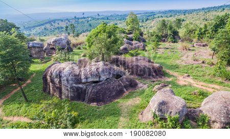 Aerial Photography Natural Stone Sculpture At Mo Hin Khao