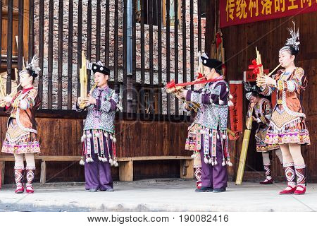 Folk Musician In Culture Show In Chengyang Village