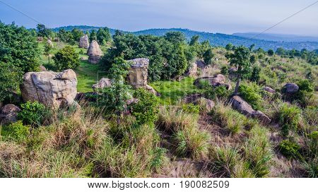 Aerial Photography Natural Stone Sculpture At Mo Hin Khao