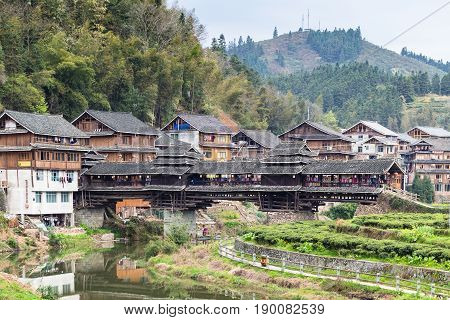 Wind And Rain Bridge In Chengyang Village