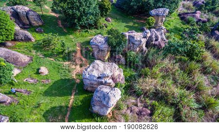 Aerial Photography Natural Stone Sculpture At Mo Hin Khao