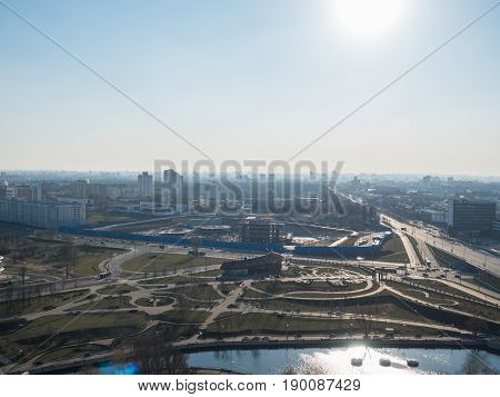 City from Bird's Perspective. Minsk Repablic of Belarus.