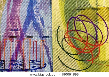 Close up Swiss francs currency note CHF