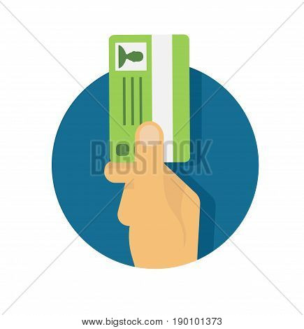 Hand holding id card, car driving licence.Vector stock.