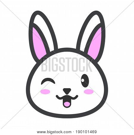 Cute and tender rabbit. White rabbit kawaii. Cartoon style. Vector stock.