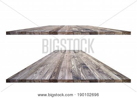 Empty wooden worktop perspective for product placement montage. Wooden worktop perspective. Wooden worktop surface. Rustic wooden table perspective. Large empty wooden worktop perspective. Wooden table texture background. Wooden table perspective.