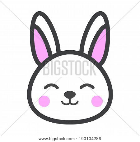 Cute and tender rabbit. White rabbit kawaii. Cartoon style. Vector stock.