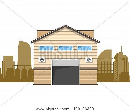 Warehouse logistics building. Storage icon. Storage in flat style. Vector illustration