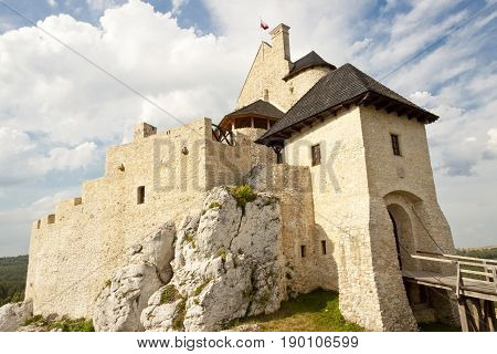 Jura region view on Bobolice castle - Polnad Silesia.