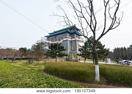 Public Park And View Of Arrow Tower In Beijing