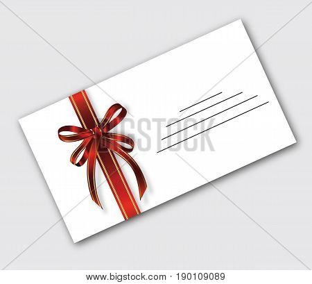 Postal RPZ white envelope colic with festive ribbon with two red stripes olotysmymy