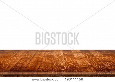 Empty wooden worktop perspective for product placement montage. Wooden worktop perspective. Wooden worktop surface. Rustic wooden table perspective. Large empty wooden worktop perspective. Wooden table texture background. Wooden table perspective.