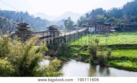 Dong People Bridge And Gardens In Chengyang