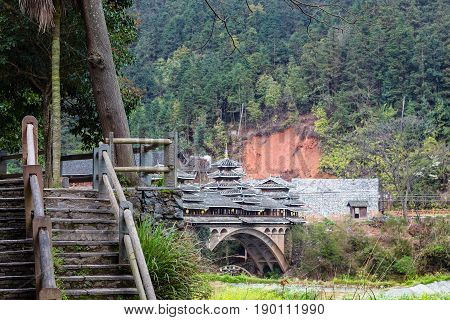 Steps On Wind And Rain Bridge In Chengyang