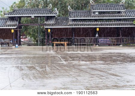 Raindrops And Unfocused Gate Of Main Square
