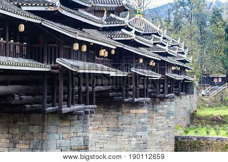 Chengyang Wind And Rain Bridge In Sanjiang
