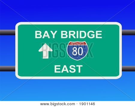 Signo de la Interestatal 80 del puente de la bahía