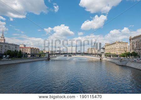 Russia, Moscow, June 7, 2017: View From Borodinsky Bridge