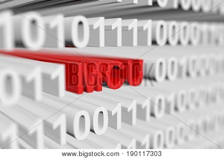 MCU in binary code with blurred background 3D illustration