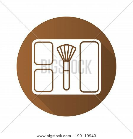 Blusher flat design long shadow icon. Blusher box with brush. Vector silhouette symbol