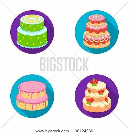 Sweetness, dessert, cream, treacle .Cakes country set collection icons in flat style vector symbol stock illustration .