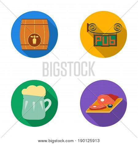 Restaurant, cafe, beer, glass .Pub set collection icons in flat style vector symbol stock illustration .