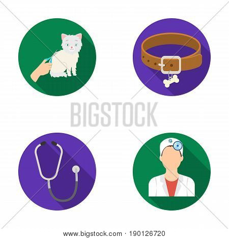 Collar, bone, cat, haircut .Vet Clinic set collection icons in flat style vector symbol stock illustration .