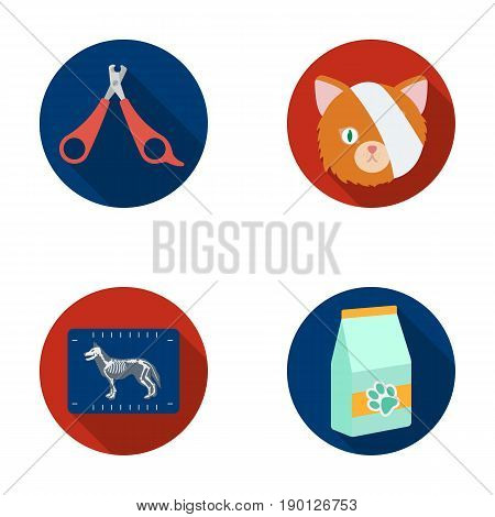 Scissors, cat, bandage, wounded .Vet Clinic set collection icons in flat style vector symbol stock illustration .