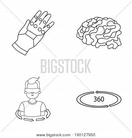 Technology, innovation, man, complemented .Virtual reality set collection icons in outline style vector symbol stock illustration .