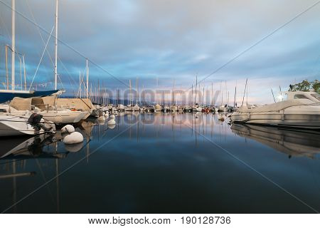 Nightfall at Pully by Lake Leman (Lake Geneva) in Switzerland