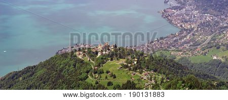 View from Rocher de Naye, Switzerland, towards Lake Leman.