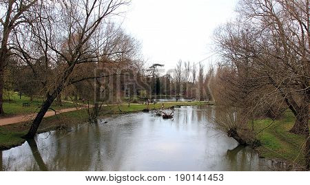 View on River Cherwell in Oxford, Great Britain, at spring