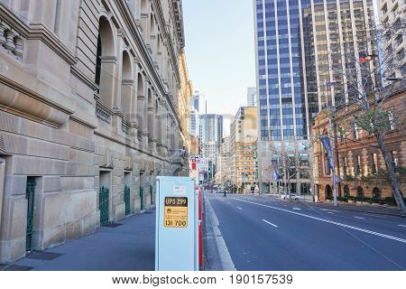 traffic along the street on holidays taken in Sydney Australia on 8 July 2016