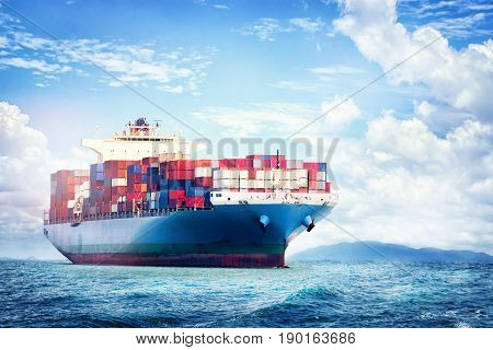 Logistics and transportation of International Container Cargo ship in the ocean Nautical Vessel