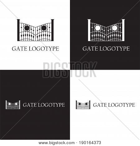 Vector eps logo design for company with gate illustration and place for monogram letters