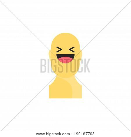 Laughing Yellow Smiley In Body. Like Social Icon. Button For Expressing Social Emoji. Flat Vector Il