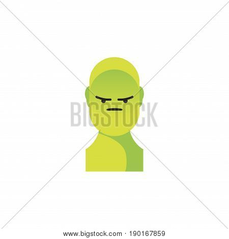 Angry Green Smiley. Like Social Icon. Button For Expressing Social Emoji. Flat Vector Illustration E