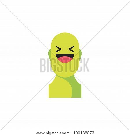 Laughing Green Smiley. Like Social Icon. Button For Expressing Social Emoji. Flat Vector Illustratio
