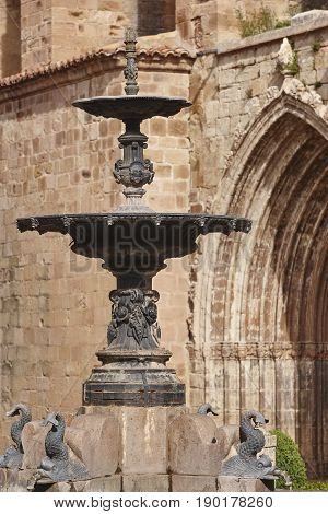 Picturesque street in Teruel. Mora de Rubielos. Spain heritage tourism