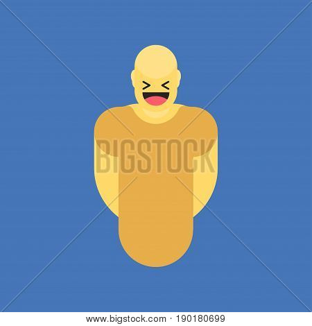 Laughing yellow smiley in body. Like social icon. Button for expressing social emoji. Flat vector illustration EPS 10.