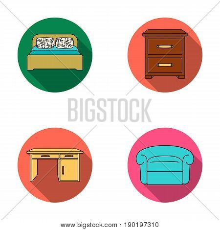 Interior, design, bed, bedroom .Furniture and home interiorset collection icons in flat style vector symbol stock illustration .