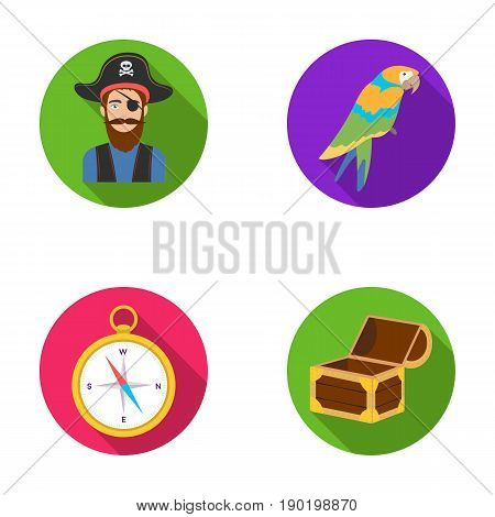 Pirate, bandit, hat, bandage .Pirates set collection icons in flat style vector symbol stock illustration .