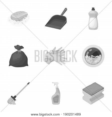 Cleaning, washing and everything connected with it. A set of icons for cleaning. Cleaning and maid icon in set collection on monochrome style vector symbol stock  illustration.