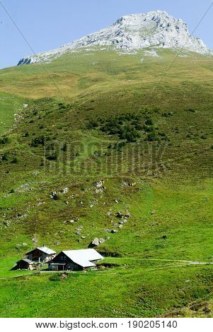 Engelberg, Switzerland - 13 August 2015: Rural landscape at Engelberg on the Swiss alps