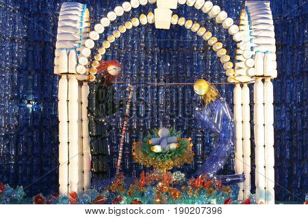 Nativity Set Made With Many Plastic Bottles