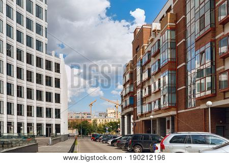 MOSCOW/ RUSSIA - JULY 16, 2015. Modern office building and residential house Aquamarine in Moscow, Russia.