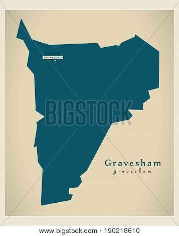 Modern Map - Gravesham District Uk Illustration