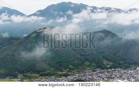Japanese Takeda Castle and cloud